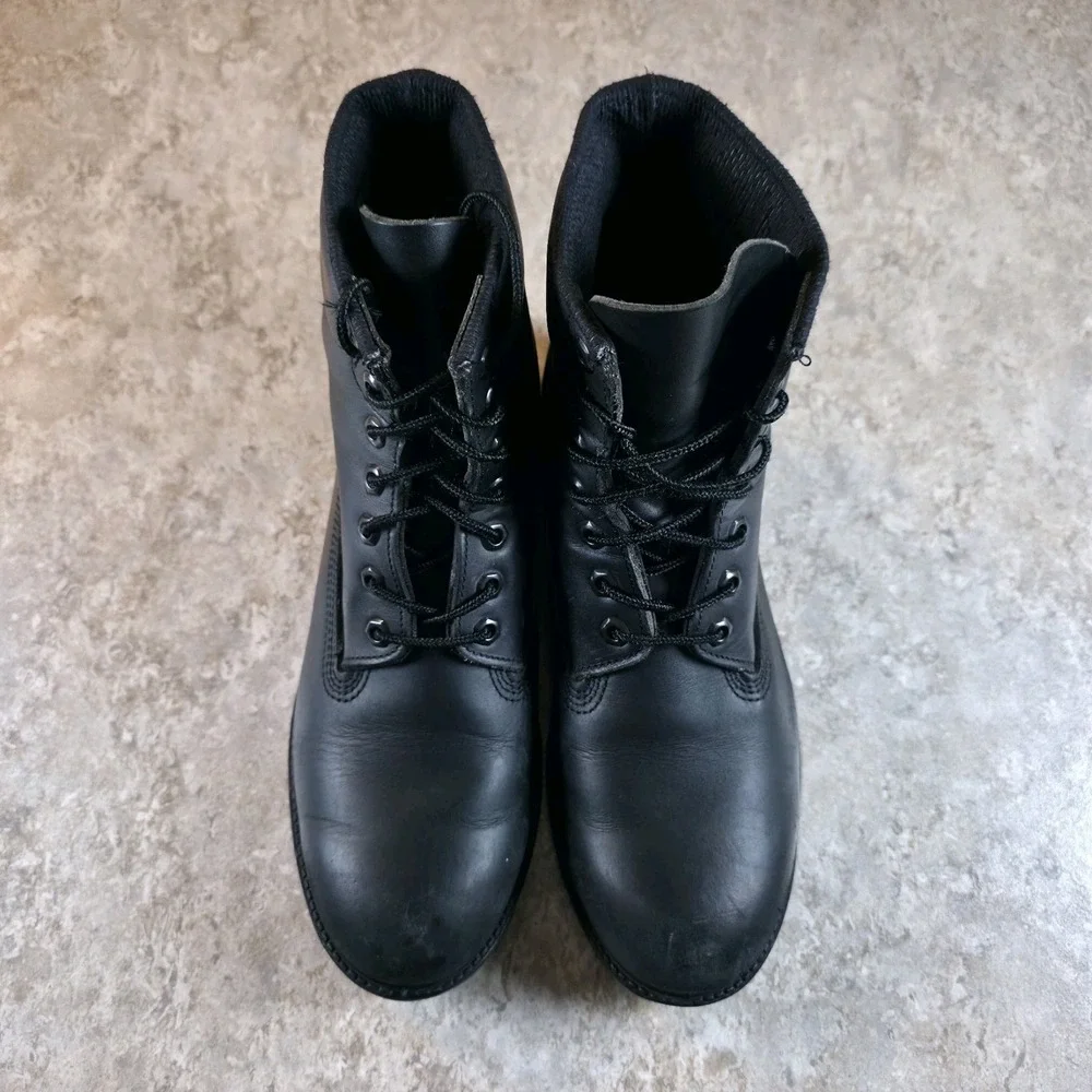 Vintage Timberland Boots Mens Size 9 Tripe Black Soft Toe Combat Made in USA.